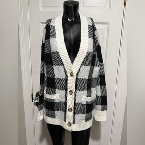 Buffalo Checkered Womens Loft Sweater Size Small Buttons Pockets